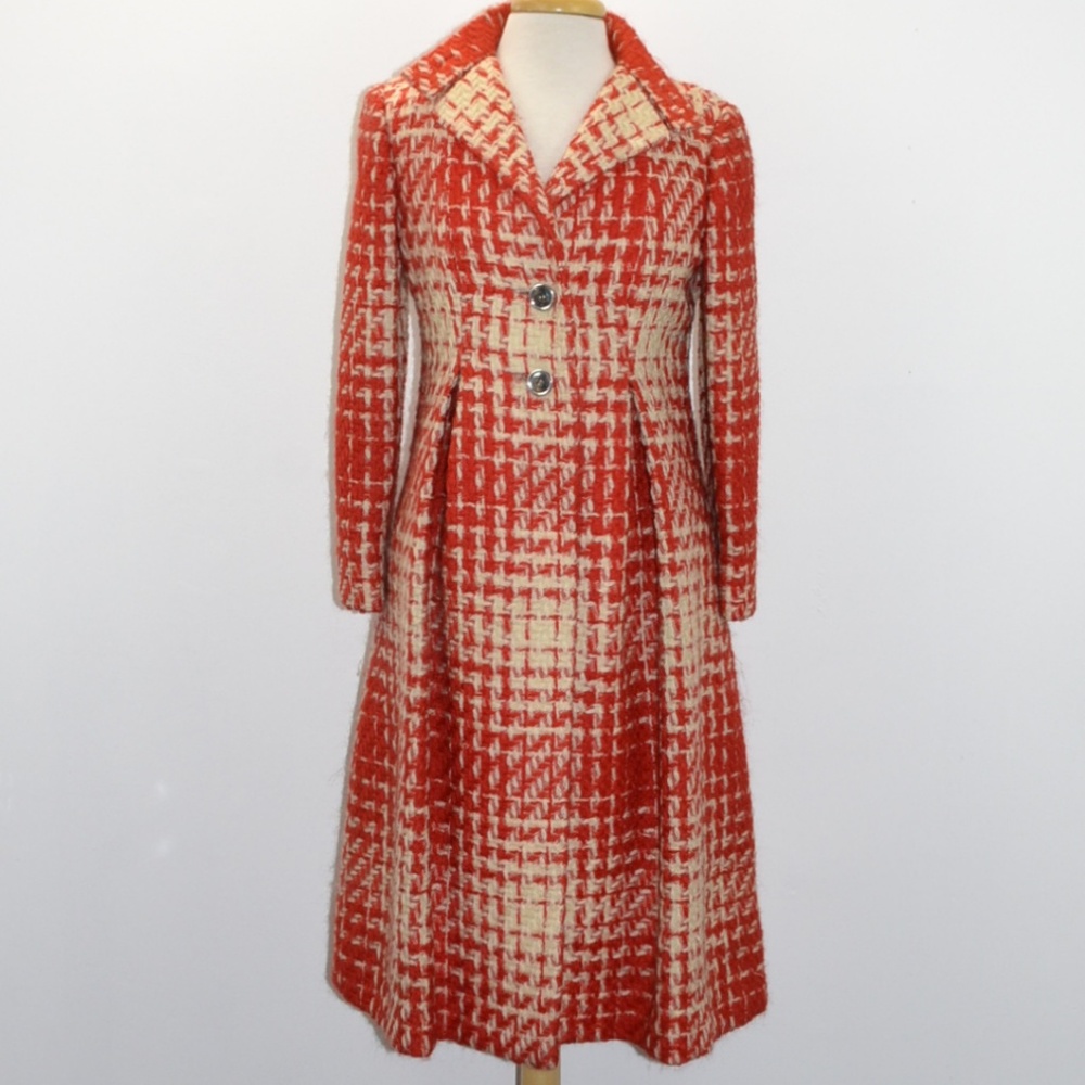 VINTAGE PAULINE TRIGERE 70S MOD TWEED COAT SZ S